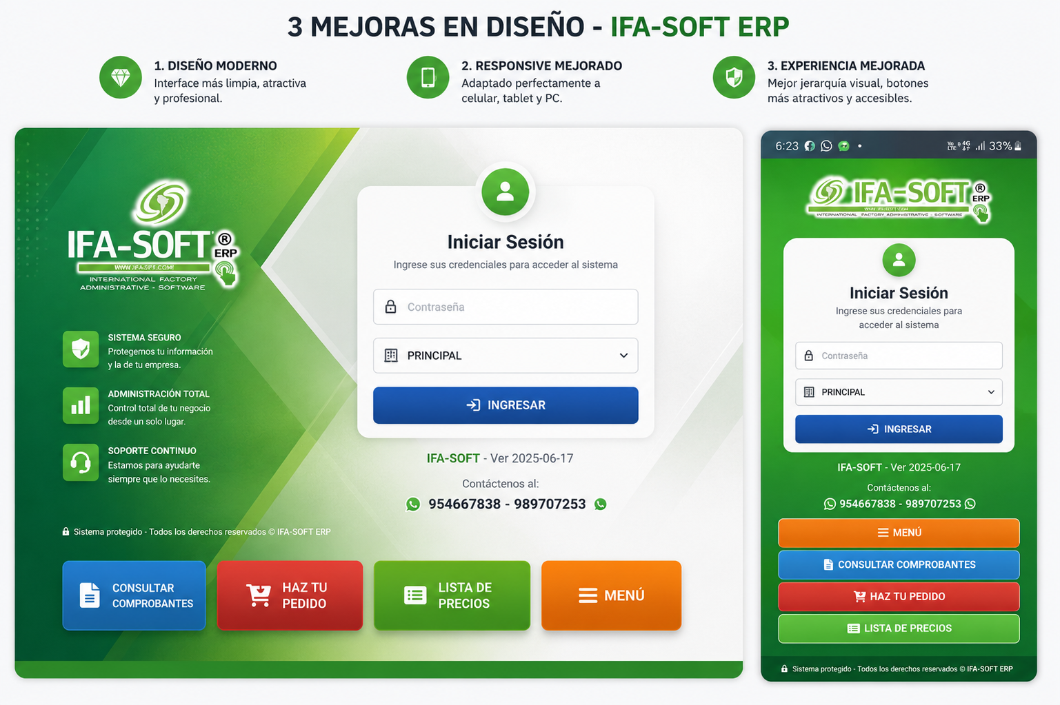 IFA-SOFT funcionando en laptop y celular